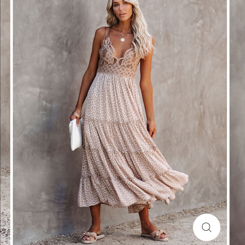 Pansy Tiered Lace Midi Dress
